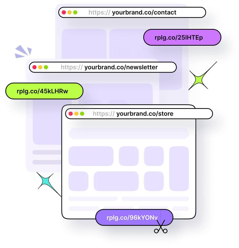 Short link preview showing branded short URL with custom domain